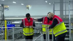 UK: Boris Johnson PM visits a Tesco distribution centre in Erith. News Clip