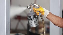 Close up of a spray paint gun Stock Footage