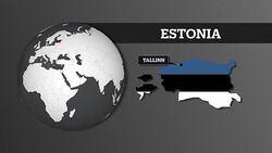 Earth Sphere Map and Estonia Country Map with National Flag Stock Footage