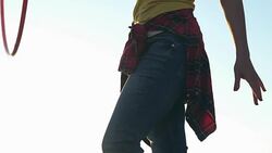 girl with Hoop in nature Stock Footage