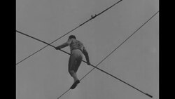 French tightrope walker Charles Elleano crosses Thames River to South Bank Festival site News Clip