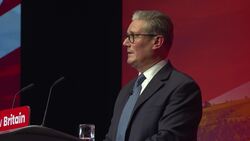 Alternate shot of Sir Keir Starmer's speech at the Labour Party Conference News Clip