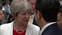 Theresa May and Shinzo Abe visit train station News Clip