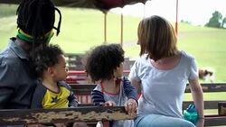 A family with two children visited an organic farm Stock Footage