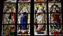 Germany, Cologne, Cathedral - Stained glass Stock Footage