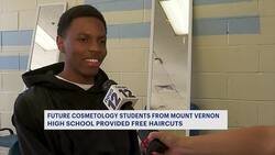 Student barbers and cosmetologists provide free haircuts to the public in Mount Vernon News Clip