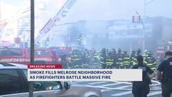 FDNY responds to massive fire at Dunkin' Donuts in Melrose News Clip