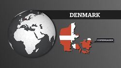 Earth Sphere Map and Denmark Country Map with National Flag Stock Footage