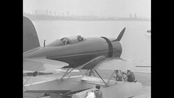 The Lindberghs take off in seaplane, 1930s News Clip