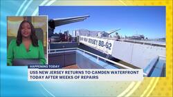 Historic Battleship New Jersey returns to Camden waterfront today following weeks of repairs News Clip
