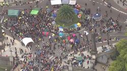 Aerial views as Extinction Rebellion block Lambeth Bridge News Clip