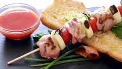 Shashlik  marinated in mint and red wine Stock Footage