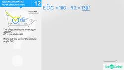 Solving an Obtuse Angle in a Hexagon with Parallel Sides Instructional Video