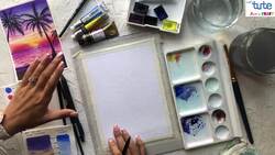 Silhouette Sunset Painting Tutorial: Watercolor Techniques and Tips Instructional Video