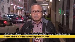 Indigenous delegation gives Pope Francis a cradleboard symbolizing residential school survivors News Clip