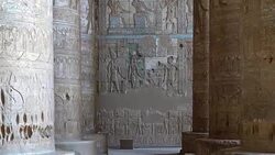 Interior of Dendera temple or Temple of Hathor. Egypt. Dendera, Denderah, is a small town in Egypt. Dendera Temple complex, one of the best-preserved temple sites from ancient Upper Egypt. Stock Footage