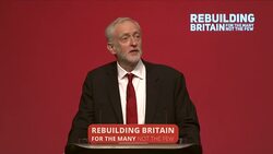 Jeremy Corbyn gives keynote speech on the final day of the Labour conference. Part 11. News Clip