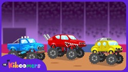 Learn Colors with Monster Trucks | Monster Truck Colors Song for Kids | The Kiboomers Instructional Video