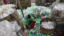 Plastic bottle recycling factory Stock Footage