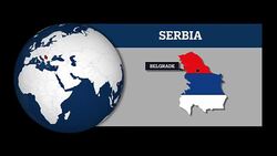 Earth Sphere Map and Serbia Country Map with National Flag Stock Footage