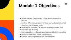 Fundamentals Of Object-Oriented Programming: Java and IntelliJ - Module Objectives - Getting you comfortable with the JAVA ecosystem Instructional Video