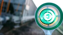Railway signalling green Stock Footage