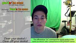 How to say "clear your desks!" in Spanish (Día 109) Instructional Video