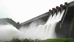 Release of water at a dam wall. Stock Footage