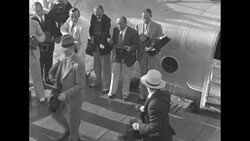 Eleanor Roosevelt greeted at train; Lorena Hickok with her; boards flying boat for Puerto Rico News Clip