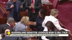 Queensland Senator Mulholland Delivers Maiden Speech With Baby in Arms News Clip