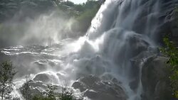 View waterfall scenes in mountains, national park Dombai, Caucasus, Russia Stock Footage