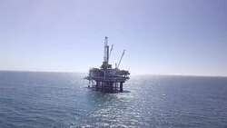 Offshore Fracking Drilling Rig in the Pacific Ocean Stock Footage