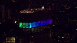 Building across london show their support on VE day News Clip