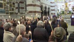 CLEAN : Vigil for Ukraine held at Notre-Dame de la Garde Basilica in Marseille News Clip