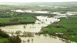 Aerial shots of water levels along the River Severn... News Clip