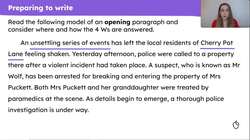 Writing the opening of a journalistic report Instructional Video