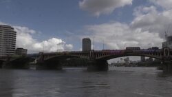 Anti-Trump banners unfurled facing the American embassy News Clip