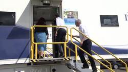 Prime Minister Rishi Sunak and Health and Secretary Steve Barclay visit Nottingham lung health check unit News Clip