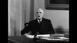 Prime Minister of Canada Louis St. Laurent speaking in London at opening of Commonwealth Economic Conference News Clip