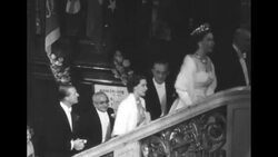 Elizabeth II, the Duke of Edinburgh, and Princess Margaret attend the annual Royal Command Film Performance in London News Clip