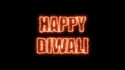 Burning letters of Happy Diwali text, 3d rendering background, computer generating Stock Footage