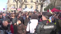 CLEAN : Protest outside France's National Assembly as parliament debates controversial pension reform News Clip