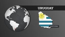 Earth Sphere Map and Uruguay Country Map with National Flag Stock Footage