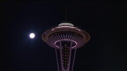 Harvest Moon over Seattle Stock Footage