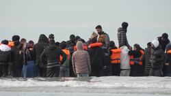 Migrants board small boat in Gravelines as French coastguard rescues 94 people after incident News Clip