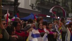 CLEAN : Uruguay left wing supporters await final presidential election results News Clip