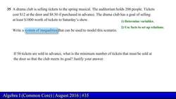 Regents Exam: Algebra I August 2016 (Problem 35 of 37) Instructional Video