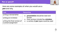 Deciding between pen or pencil Instructional Video