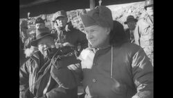 US president-elect Dwight D Eisenhower with South Korean President Syngman Rhee observe explosions in South Korea during Korean War News Clip