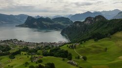 Lucerne's Skyline Splendor: Serene Views from a Drone's Eye Stock Footage